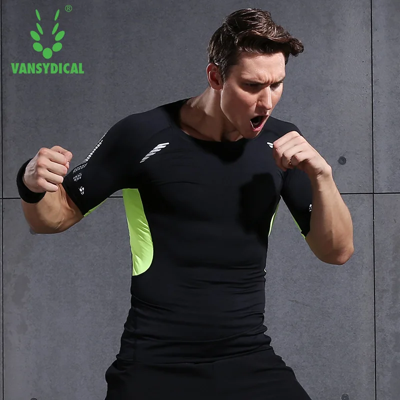Фото Vansydical мужские компрессионные рубашки MMA Rashguard, спортивные топы для фитнеса, топы для бега, спортзала, бега, тренировки, бокса, кроссфита, футб... №4