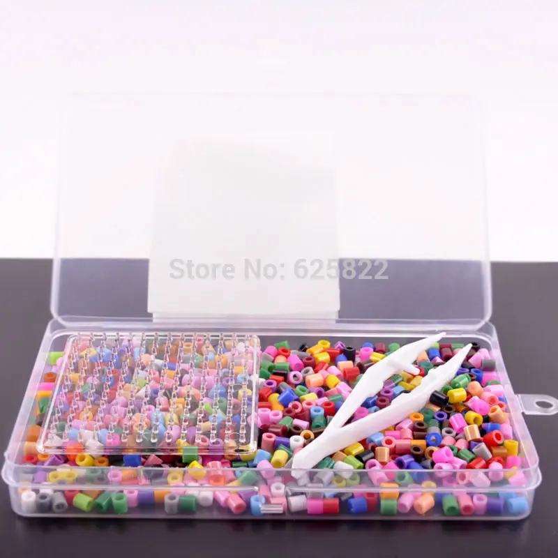 5 мм Perler бисер Artkal Fuse DIY Educational Craft (1000 Бусин + Пинцет квадратная пегборд Железная