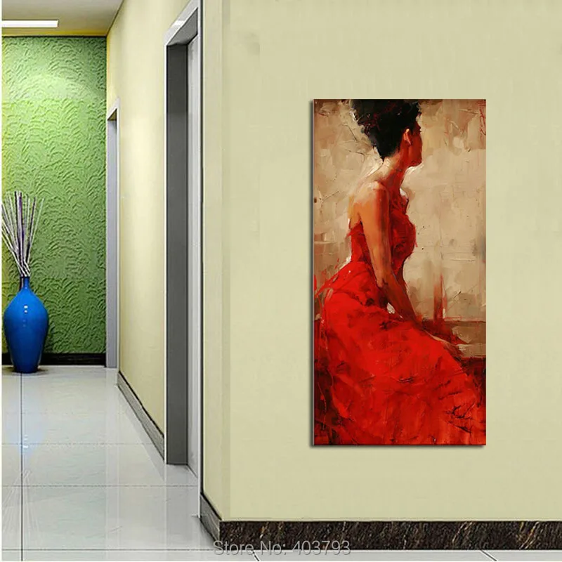 Картина на холсте красное платье без рамы ручная роспись|oil painting|hand painted oil paintingcanvas