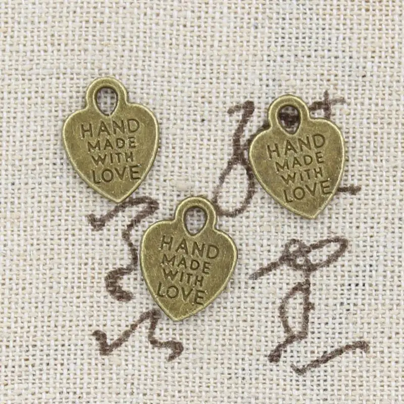 Подвески ручной работы в виде сердца с надписью Handmade With Love 15x12 мм подходят для