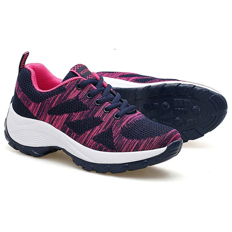 LIN KING/Повседневная обувь больших размеров на танкетке для женщин дышащие женские