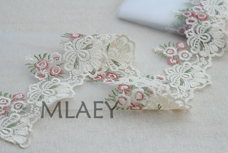 MLAEY 2y/lot Rose Exquisite Embroidered Lace Trim Fabric Quality Ribbon DIY Craft&ampSewing Dress Clothing Accessor | Дом и сад