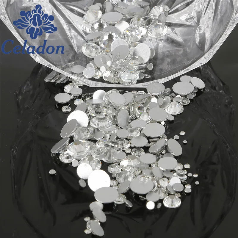 Серебряные Стразы 1 3-8 0 мм белые стразы с плоской задней поверхностью блестящие