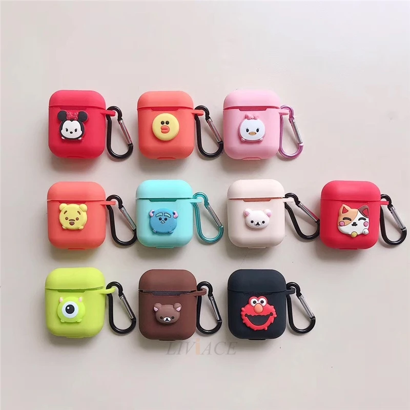 Милый мультяшный силиконовый чехол для оригинальных airpods 1/2 защитный на airpod air pods