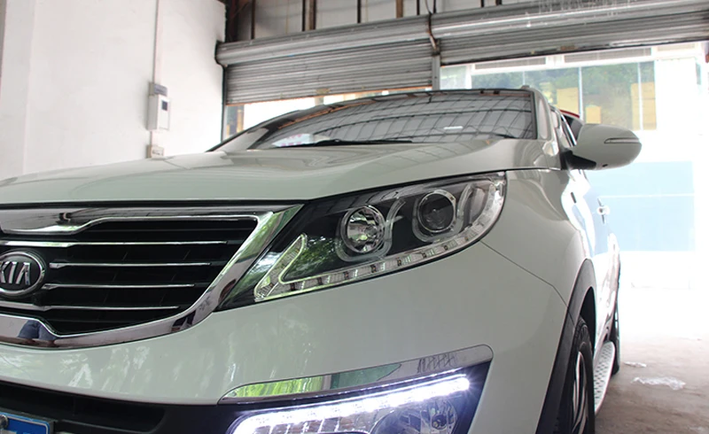 Передняя лампа для KIA Sportage R светодиодный фары 2011 2012 2013 двойной U фары светодиодный проектор