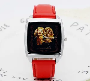 Женские и Детские кварцевые наручные часы с прямоугольным циферблатом и кожаным ремешком в стиле Мэрилин Монро, 2019