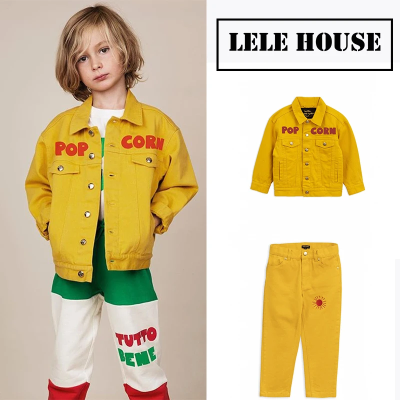 MR TAO/ новая детская одежда, детская джинсовая куртка, ins, Детская куртка, саржевая куртка желтого цвета