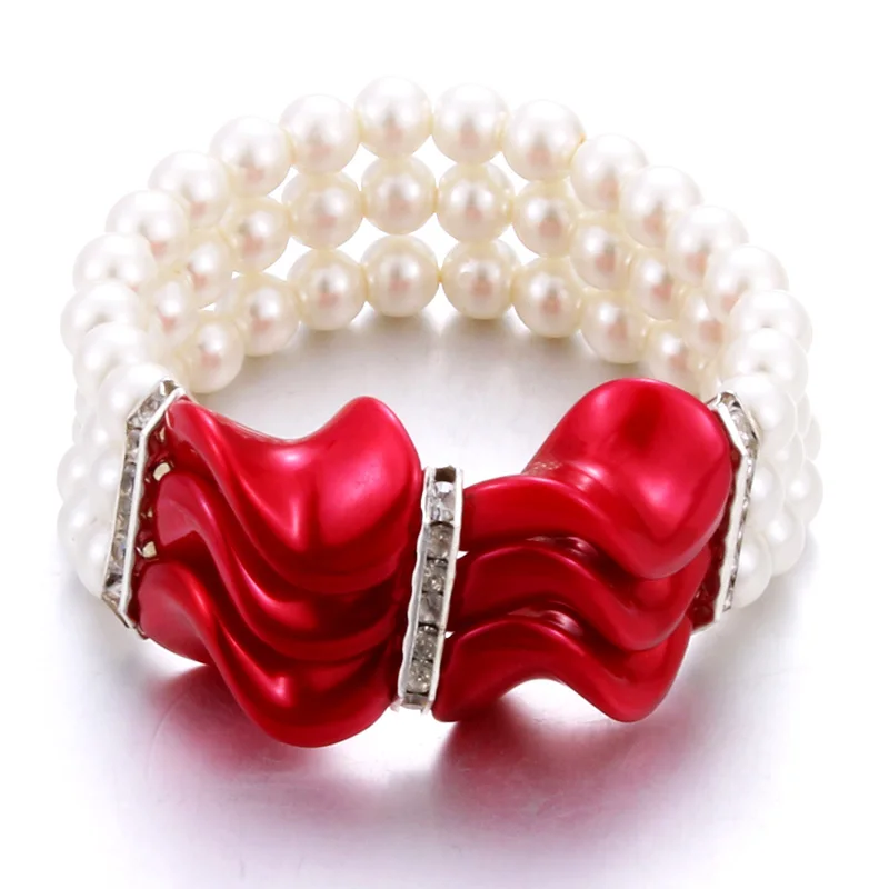 Женские эластичные браслеты 3 нити жемчужные стразы|Браслеты с шармами| |