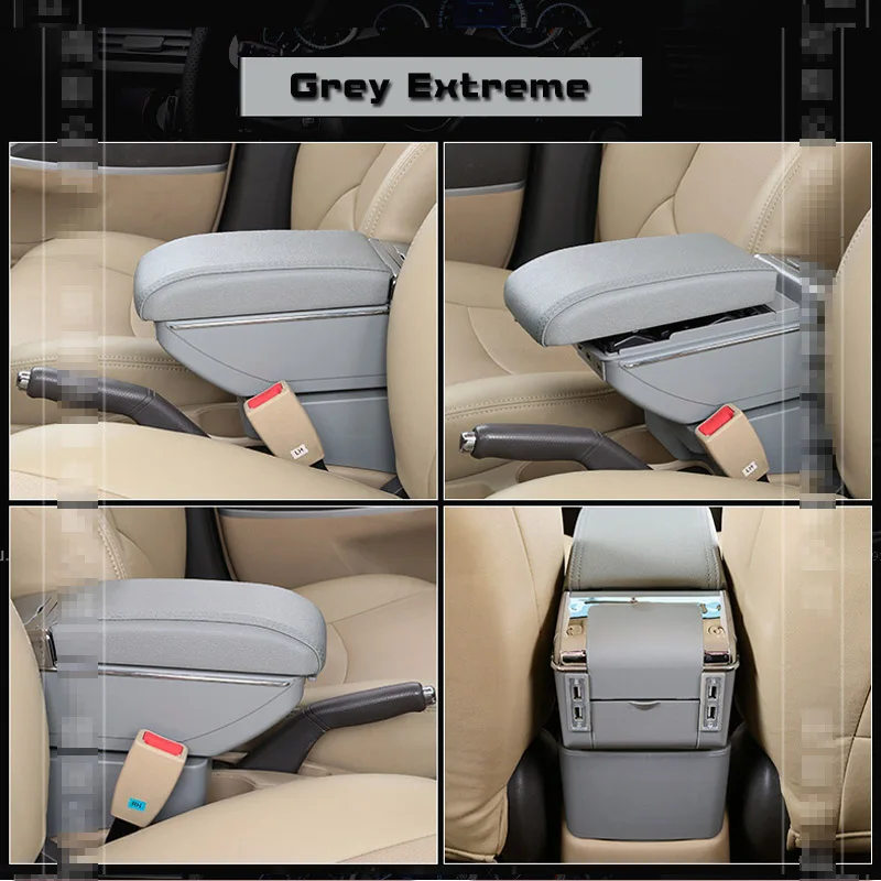 Grey Extreme Кожаный Автомобильный подлокотник для ford ecosport - Название цвета: Grey Extreme