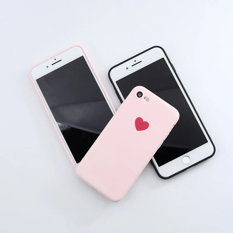 SoCouple Cute Candy Color Soft Silicone Phone Case For iphone 7 7plus Cartoon Love Heart Cover 6 6s 6/8plus |