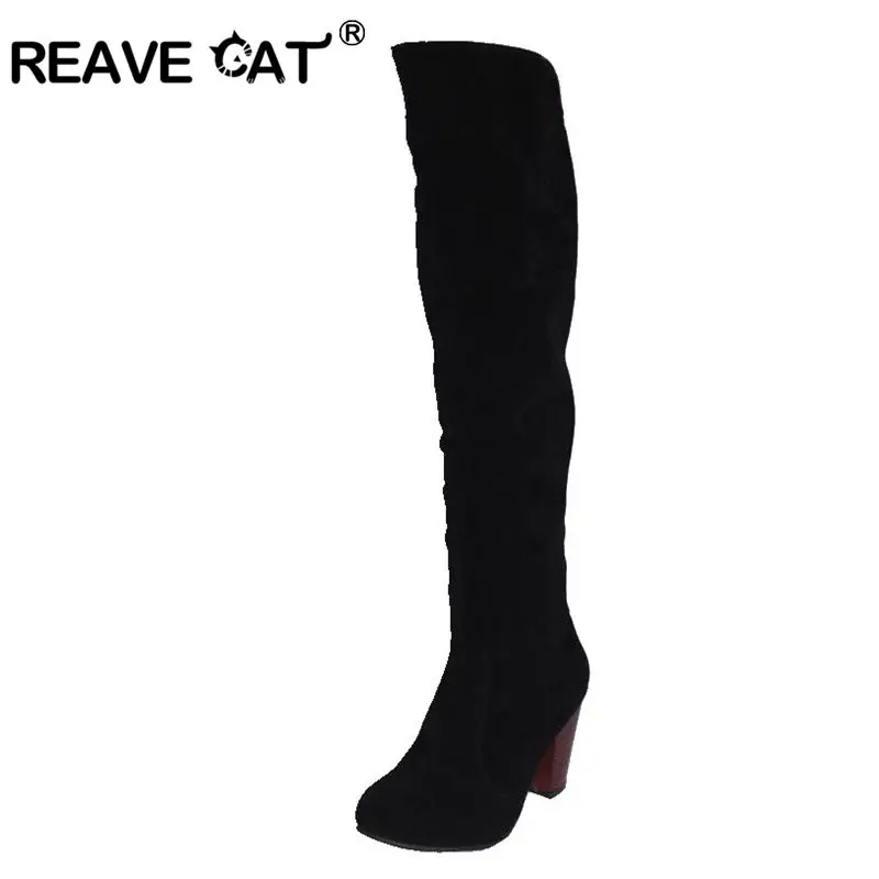 REAVE CAT/женские ботинки; женская обувь; женские сапоги до колена на высоком каблуке; zapatos de mujer botines mujer bota feminina; большие размеры 34-43