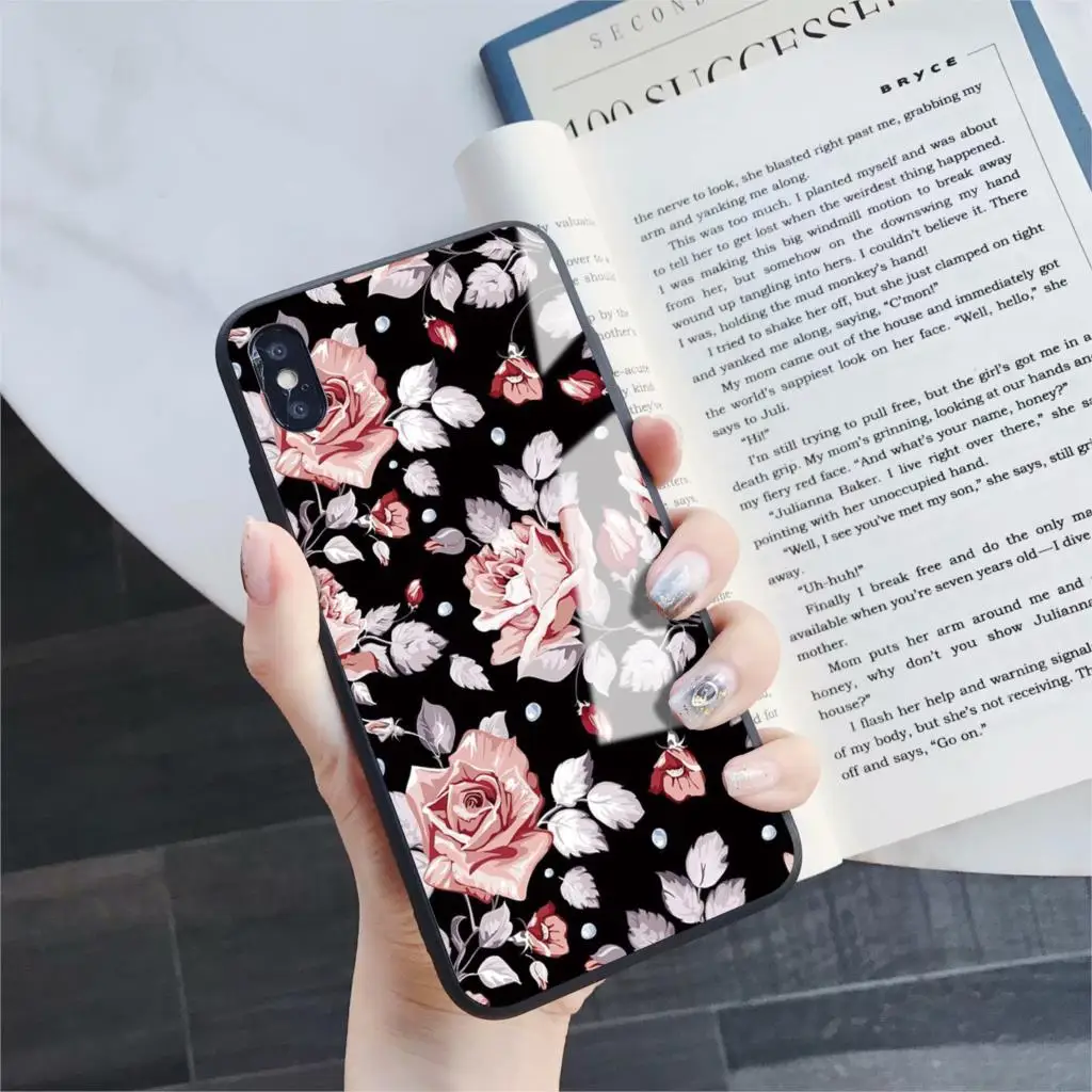 173 Акварельный чехол из закаленного стекла для телефона для iphone 5, 6, 7, 8, 6s, разноцветный цветок, 6s plus, 7 plus, 8 plus, x, xr, xs, xsmax - Цвет: 173
