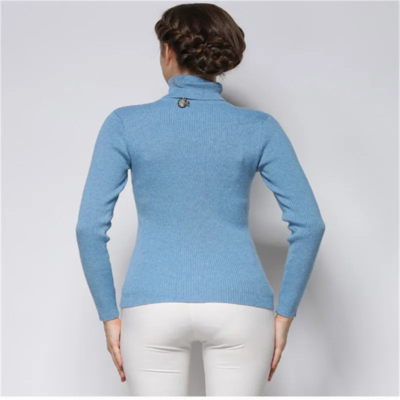 Осень-зима 2019 кашемировый свитер облегающий с высоким воротником женская