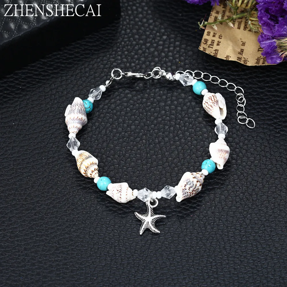 Ножной браслет кулон ракушка значки на руки бисером 2019 лето пляж ножной