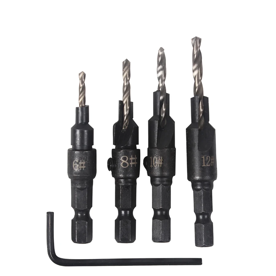 4 шт./лот Hss деревообрабатывающий Ti набор сверл с зенковкой быстрая замена