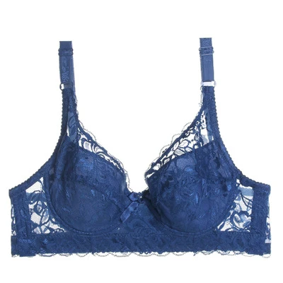 navyblue Большие размеры бюстгальтеры для женщин нижнее белье ультра-тонкие бюстгальтеры сексуальные кружевные бюстгальтеры Большие размеры 42-46 чашка BCD бюстгальтер на косточках Бюстгальтер лифчик modis белье женское бра - Цвет: navyblue