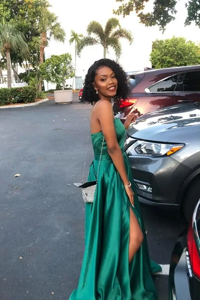 Длинное вечернее платье Hunter Green Abendkleider 2020 милое с Боковым Разрезом Robe De Soiree Abiye Gece