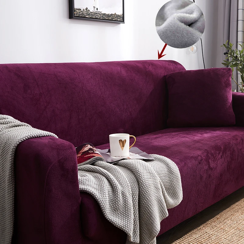 

Plush Home Sofa Couch Cover For Living Room Warm Slipcover Elastic Sectional Corner Armchair Funda Housse De Canape Copridivano