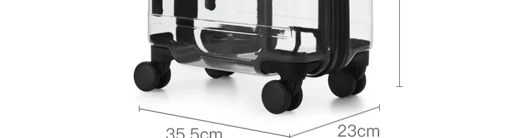 20 дюймов прозрачный PC Carry On багаж легкий чемодан