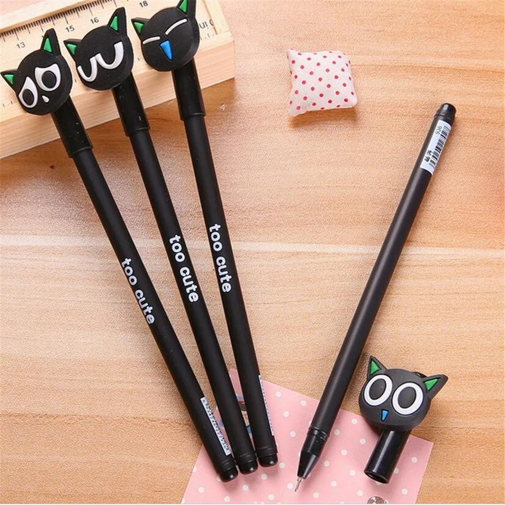 Новая Черная гелевая чернильная ручка для кошек школы школьные принадлежности