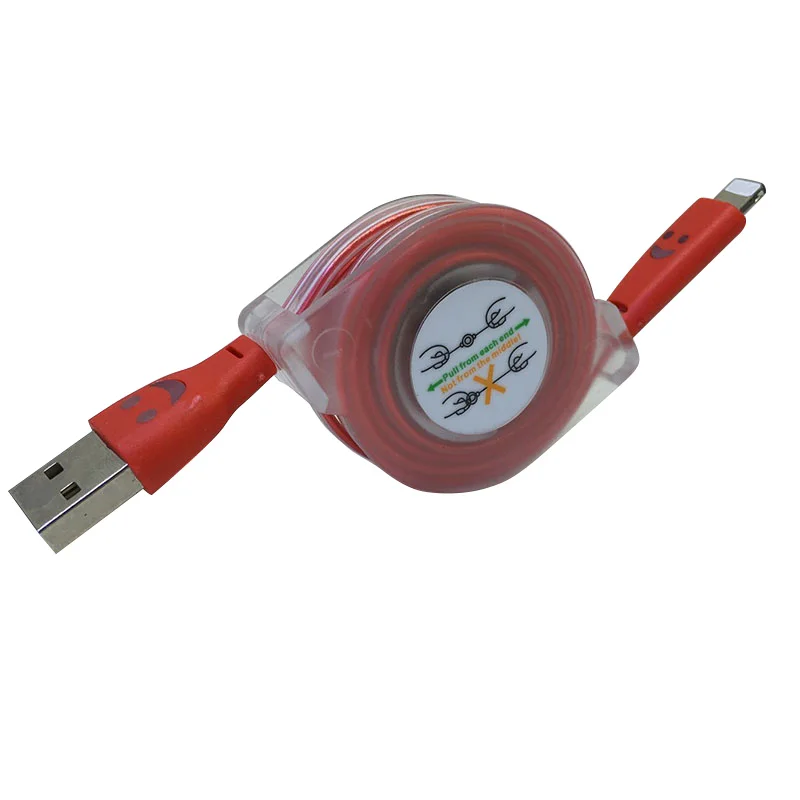 Высокое качество Выдвижной миниатюрный мобильный телефон USB кабель для зарядного устройства 8 pin USB зарядный кабель подходит для iPhone с светодиодный