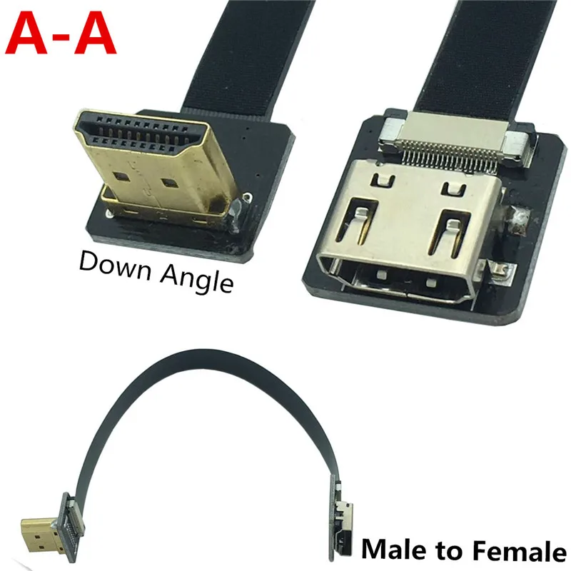 

FPV вниз Угловой 90 градусов HDMI-совместимый штекер-гнездо FPC плоский кабель для HDTV Multi copter аэрофотосъемка 5 см-100 см