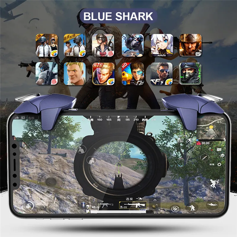 Мобильный геймпад PUBG металлический джойстик серии Blue Shark вспомогательная ручка
