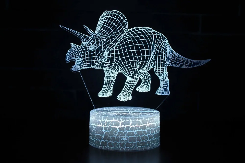 06 С принтом динозавра из мультфильма, светодиодный 3D ночной Светильник Touch/Дистанционное Управление 16 Цвет настольная лампа зарядка через usb Батарея приведенный в действие Прямая - Испускаемый цвет: 06