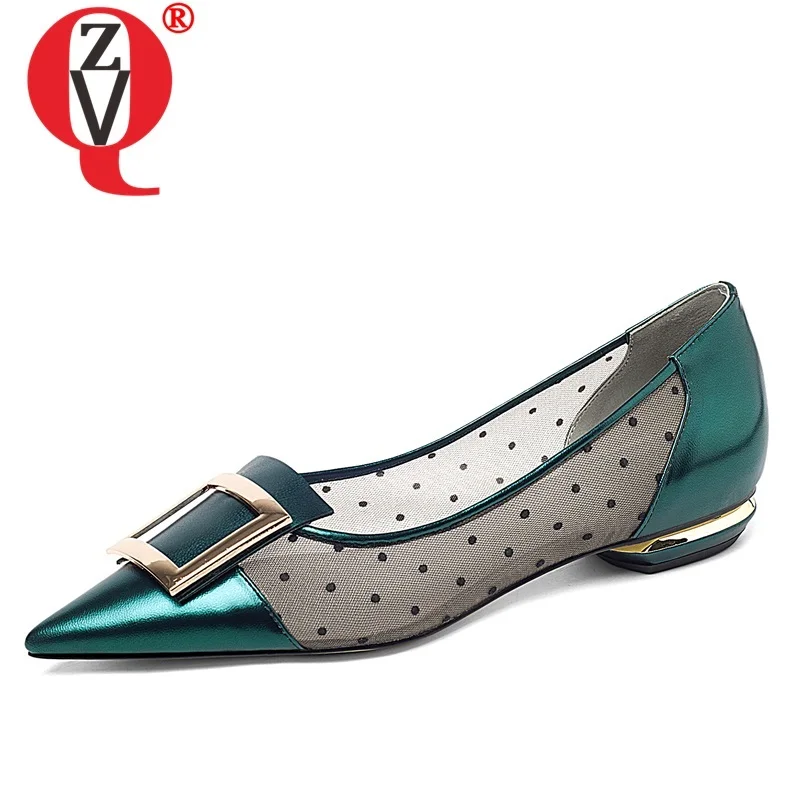 

ZVQ Woman Shoes Spring Summer Newest Fashion Pointed Toe Genuine Leather Woman Flats Outside Comfortable Plus Size Ladies Shoes
