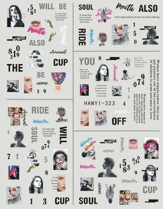 HANYI-321-322 английские буквы серии дизайн крутой стикеры 3D на ногти Nail Art Наклейка шаблон инструмент для ногтевого дизайна украшения - Цвет: HANYI-