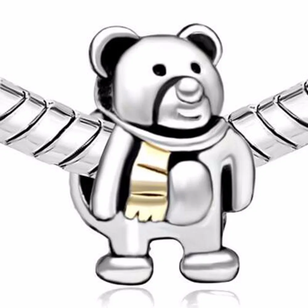 Бесплатная доставка браслет с шарфом в виде медведя соответствует шармам Pandora |