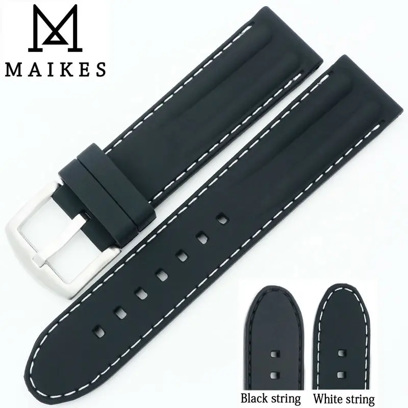 Ремешок для часов MAIKES 22 мм силиконовые резинки автоматических мужские наручные