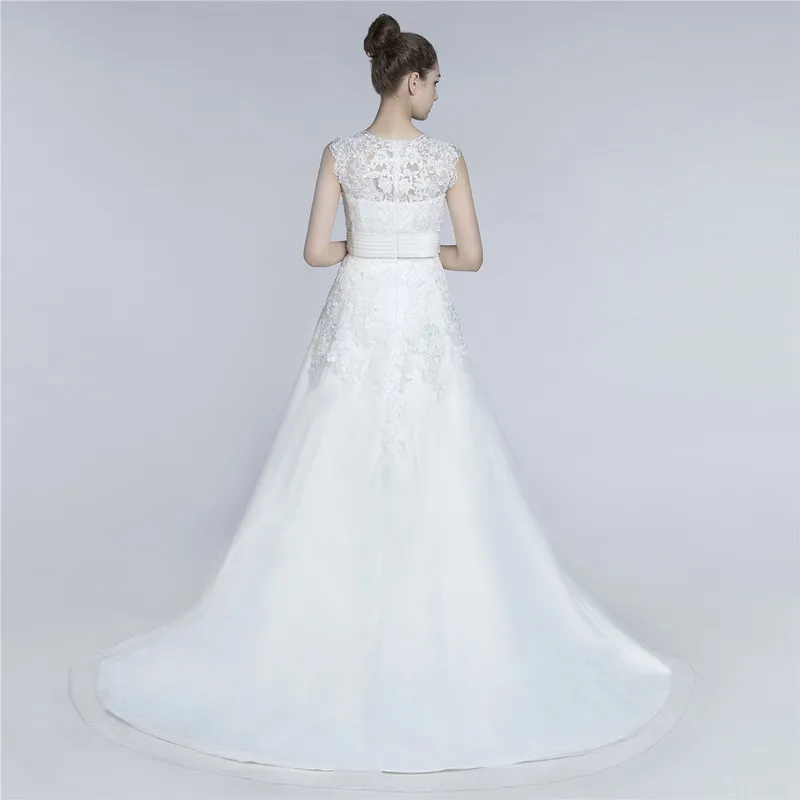 Vestido De Noiva белые свадебные платья цвета слоновой кости 2 в 1 плюс размер аппликация кружева со съемным пышное свадебное платье со шлейфом платье невесты