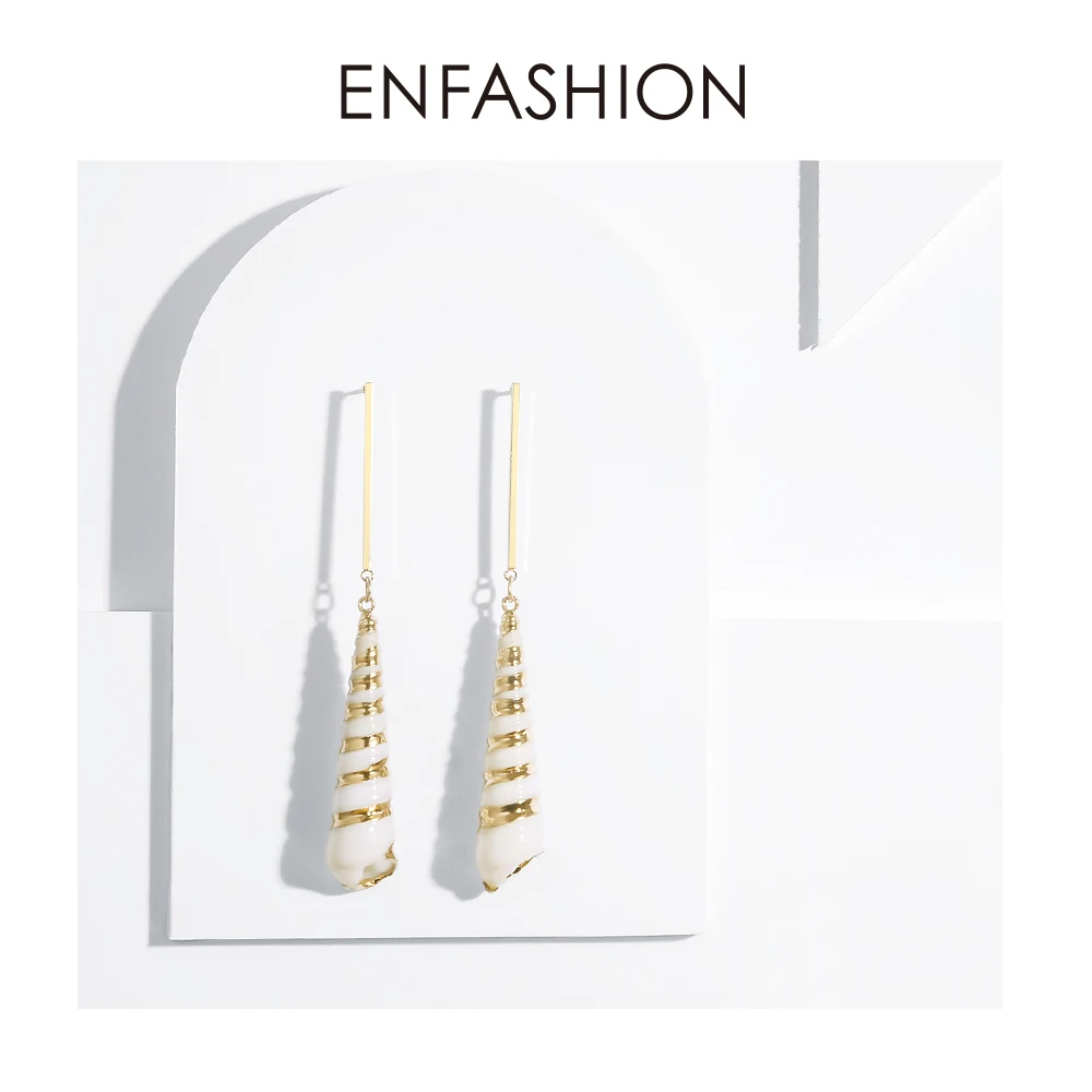 Enfashion Винтаж Природный раковины висячие серьги в богемном стиле длинные для