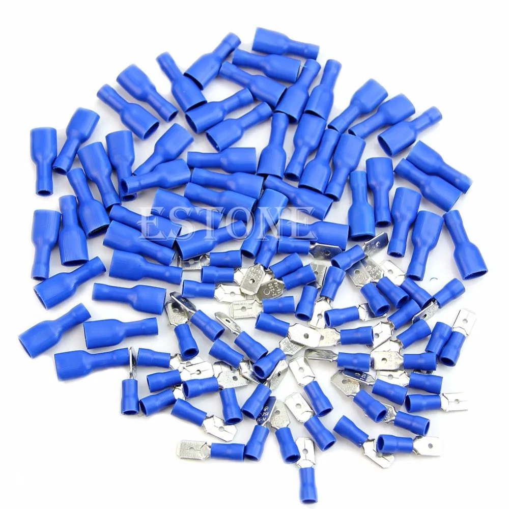 

New 100pcs Insulated Spade Electrical Crimp Wire Cable Connector Terminal Kit Drop shipping