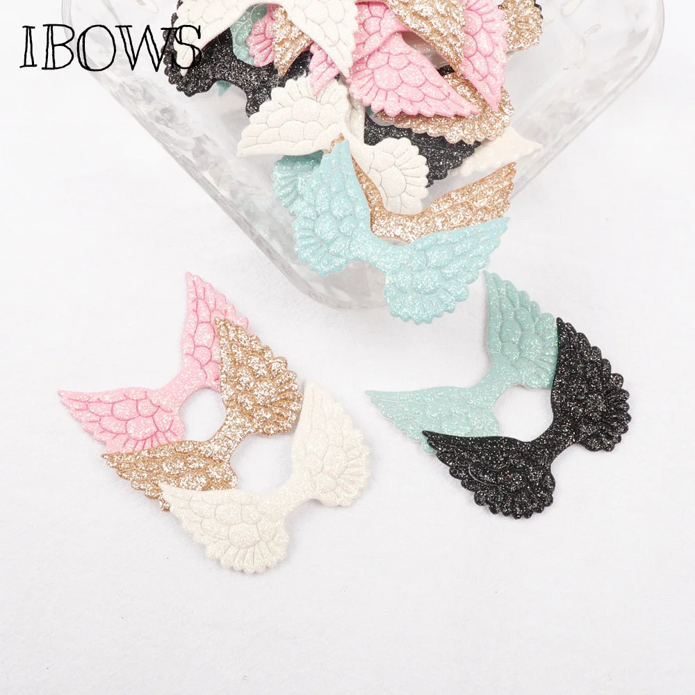 

IBOWS 10pcs Glitter Powders Angel Wing Appliques Colorful Cupid Wing Fairy Wing for DIY Clothes Hat Headwear Decor Patches