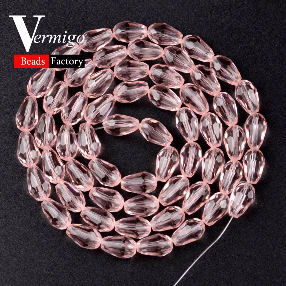 

60pcs 8*11mm Faceted Light Pink Teardrop Beads For Needlework Jewelry Making Austrian Crystal Beads Diy Accessorie