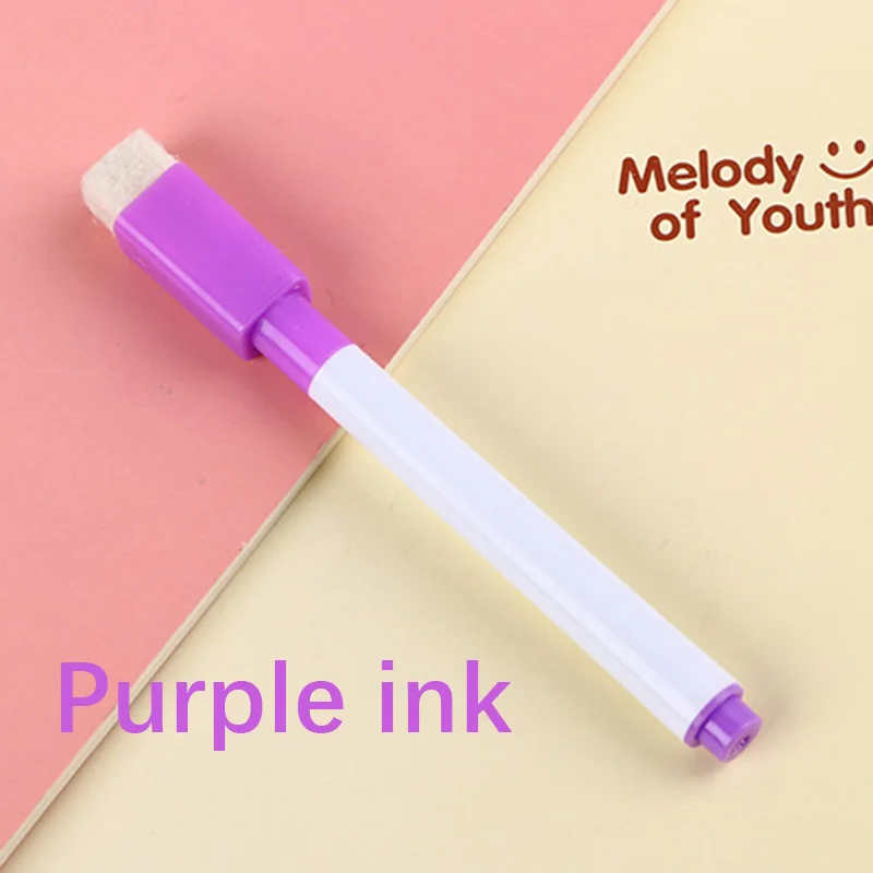Purple ink 2 шт., новинка, 8 цветов, маркеры для белой доски, маркер, тонкие стираемые сухие маркеры для белой доски, экологический ластик, офисные, школьные принадлежности - Цвет: Purple ink