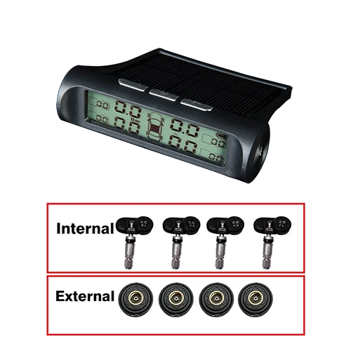 Black And White Датчик давления в шинах Vievar, система контроля Tpms, Предупреждение о температуре, зарядка от солнечной энергии, внутренний/внешний - Тип: Black And White