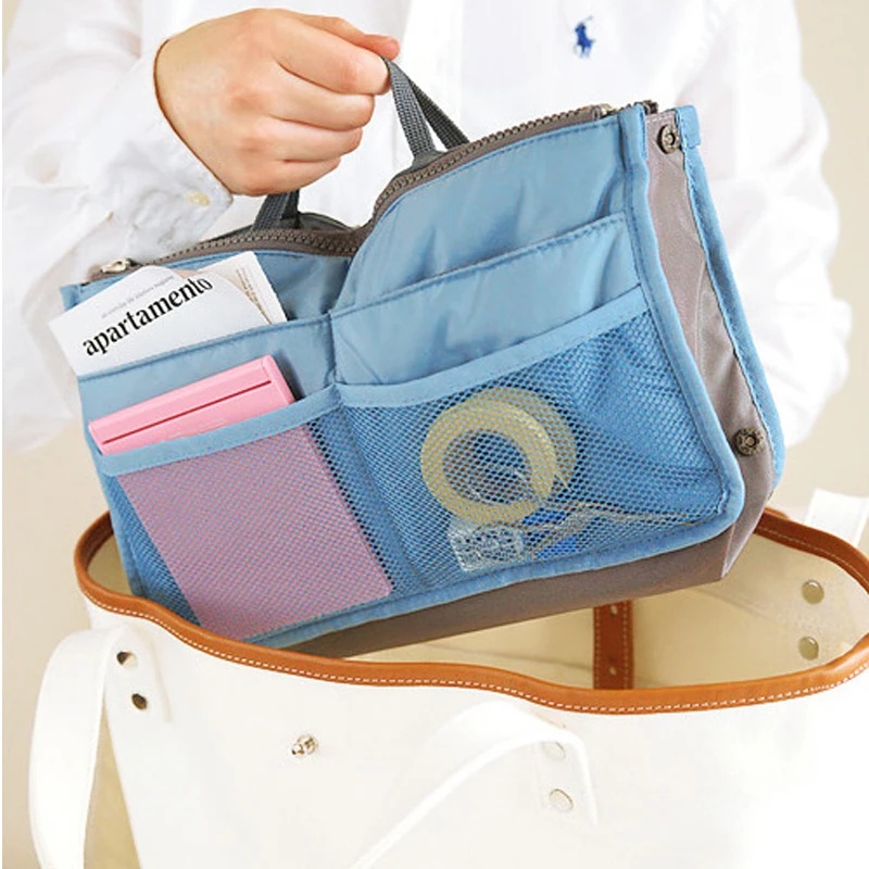 Organizer Insert Bag Women Nylon Travel Handbag Purse Large liner Lady Makeup Cosmetic Cheap Female Tote | Дом и сад