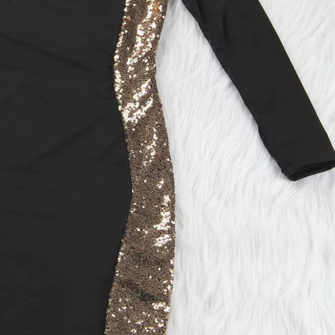 Robe noire longue романтичное платье бохо раздельное с блестками сексуальное черное
