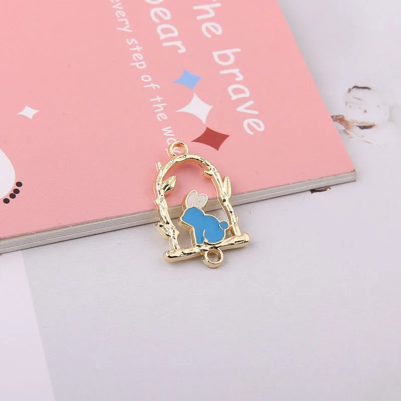10 шт./лот Алиса качели Девочка Кролик эмаль шармы Разъемы DIY капля масла