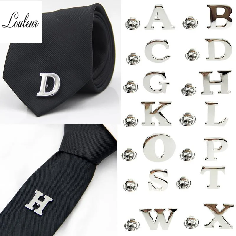 Louleur 1,5*1,5 мм, новинка, A-Z, 26 металлических букв, серебряный цвет, сплав, простая булавка, брошь, Пряжка для костюма, для мужчин, вечерние, для свадьбы, воротник рубашки
