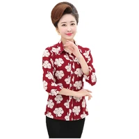 l 5xl womens spring and summer large size shirt 2021 new single breasted printed shirt womens retro casual milk silk shirt