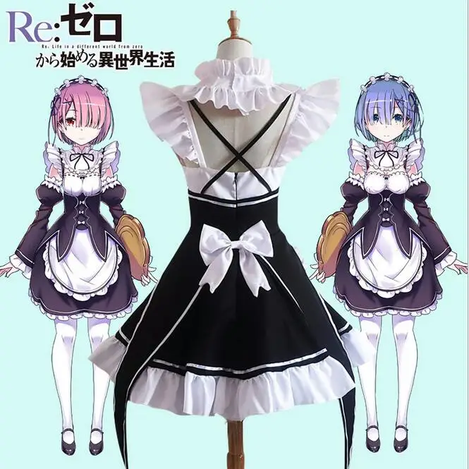 Ram/Rem Косплэй Re:zero Kara Hajimeru Isekai Seikatsu Re жизнь в другом мире Kawaii сестры костюм