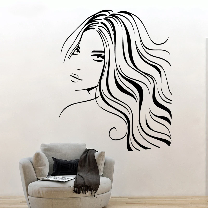 

Fashion Beauty Woman Wall Art Decal Wall Stickers PVC Material DIY Art for Living Room Sofa Backdrop Decoration Accessorise