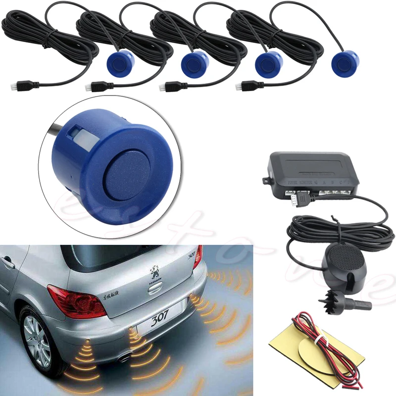 4 датчика парковки автомобильный резервный радар заднего вида зуммер звуковая