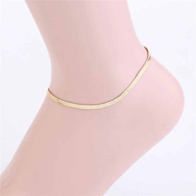 Europe Gold Silver Color Sexy Thin Metal Anklets For Woman Scales Beach Sandal Snake Bone Foot Chain Bracelet Tobillera Jewelry | Украшения