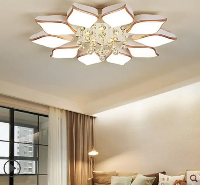 Круглая хрустальная лампа простая современная для спальни Светодиодная