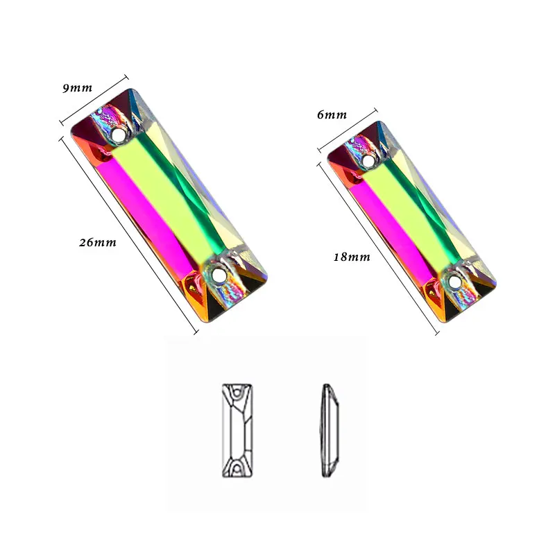 Роскошный Кристалл 5A Стекло Стразы камень для пришивания Прямоугольник AB Flatback